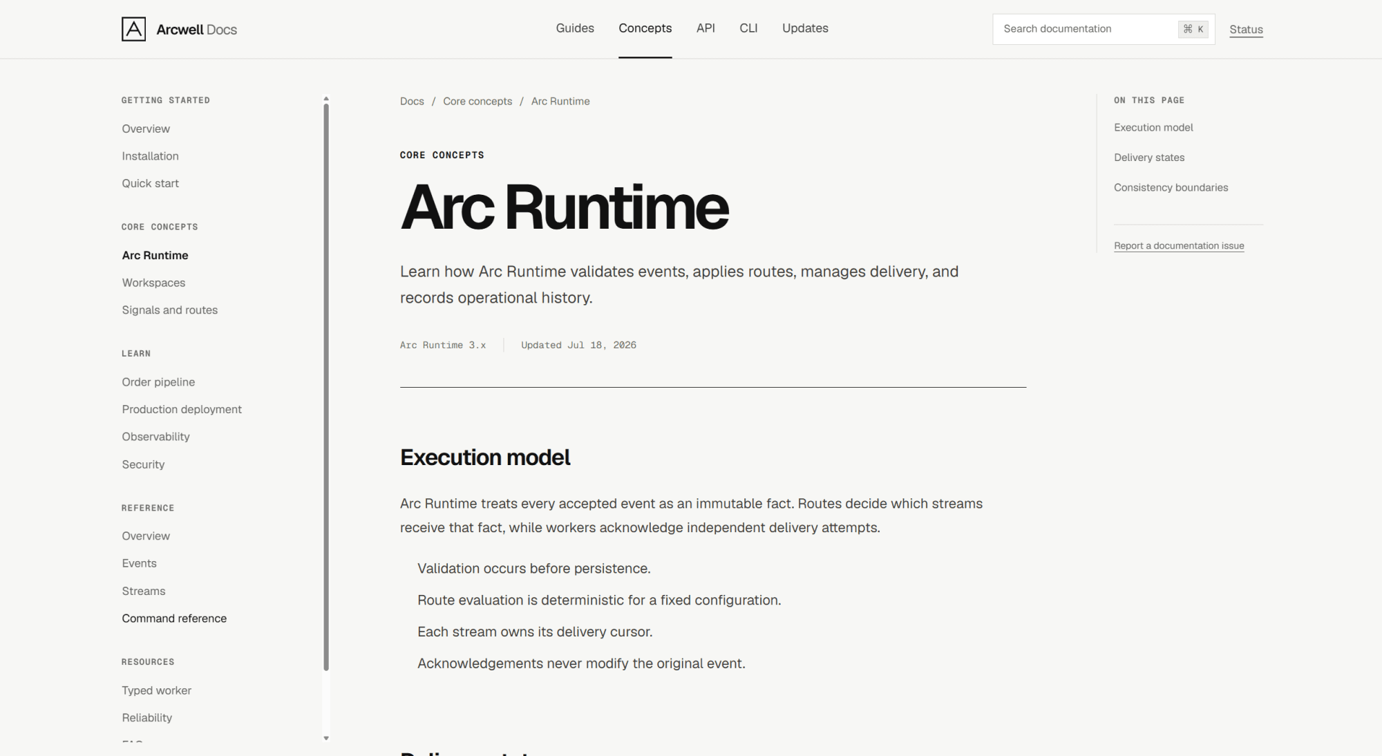 Arcwell Systems concepts documentation page
