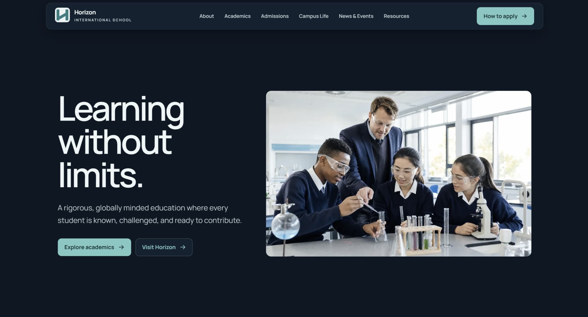 Horizon International School homepage hero