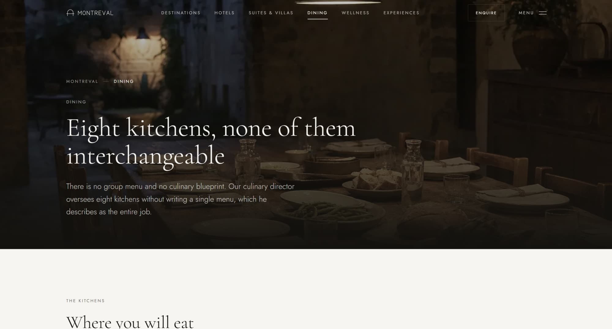 Dining detail page
