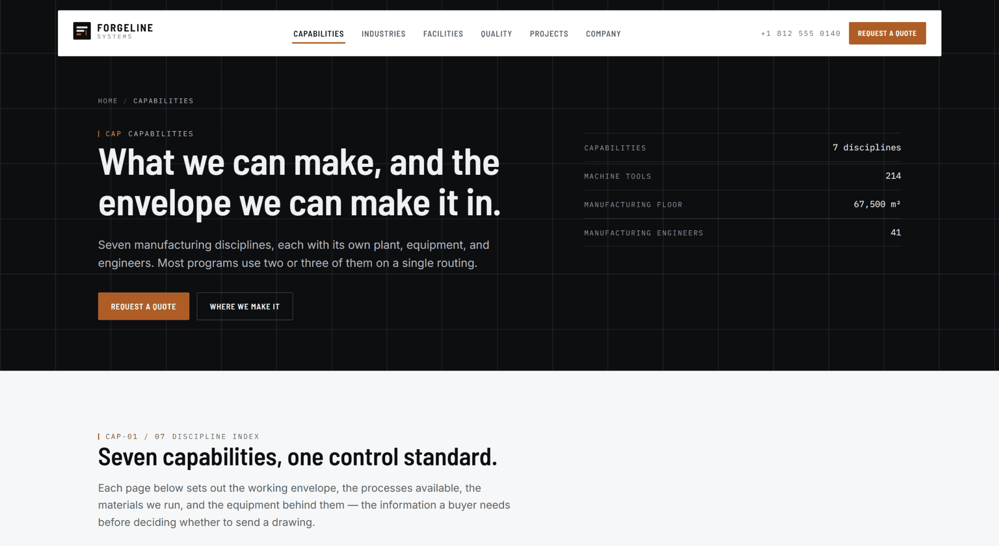 Capabilities index page