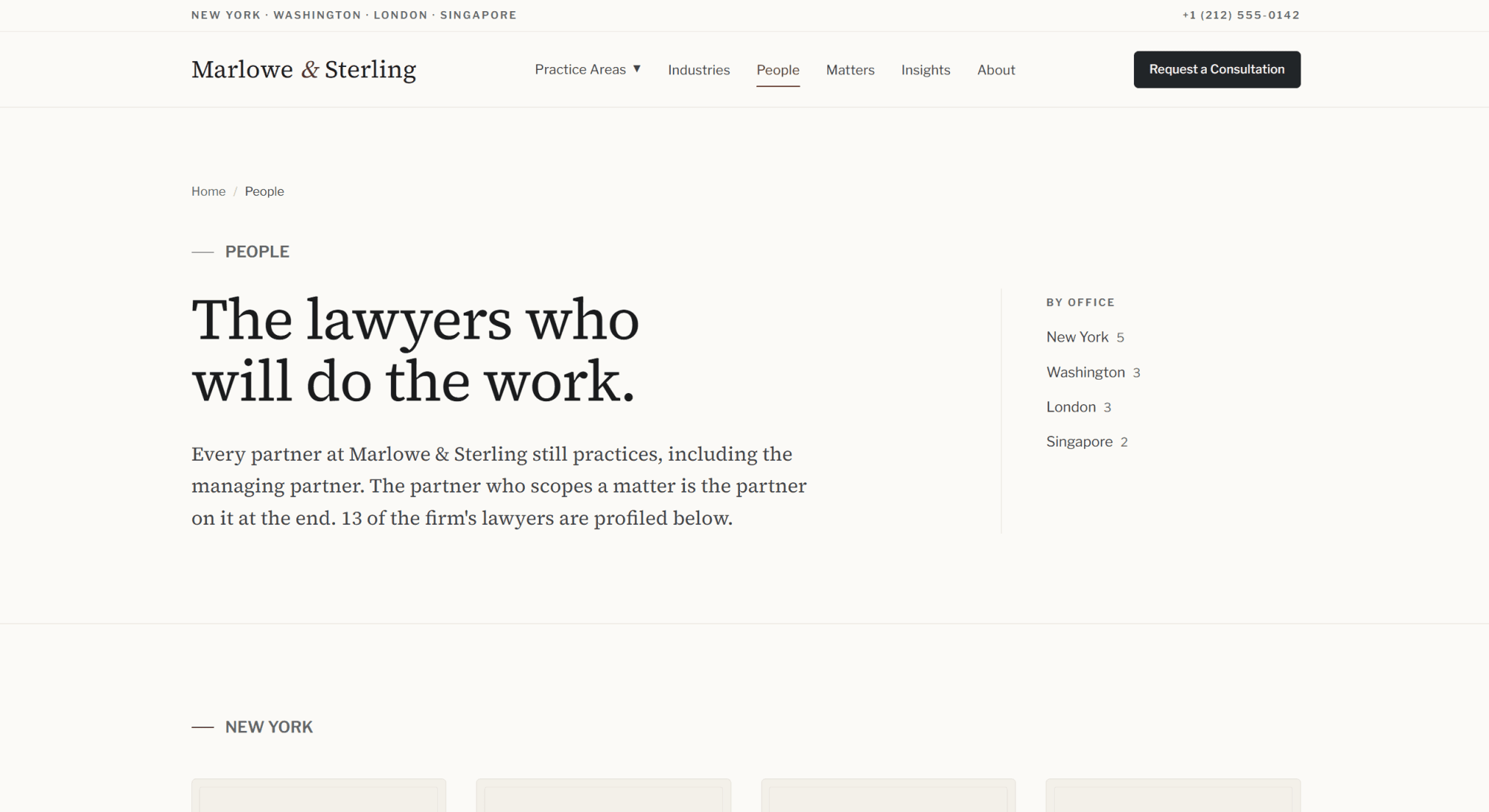 Lawyer directory page