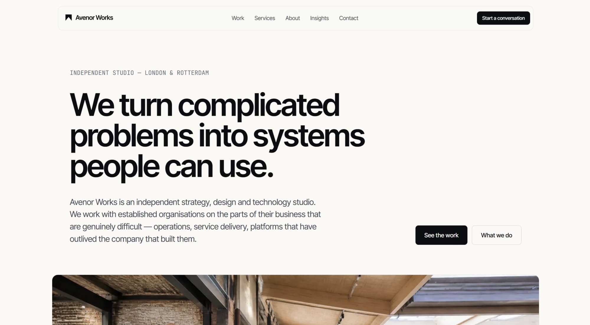 Homepage hero view