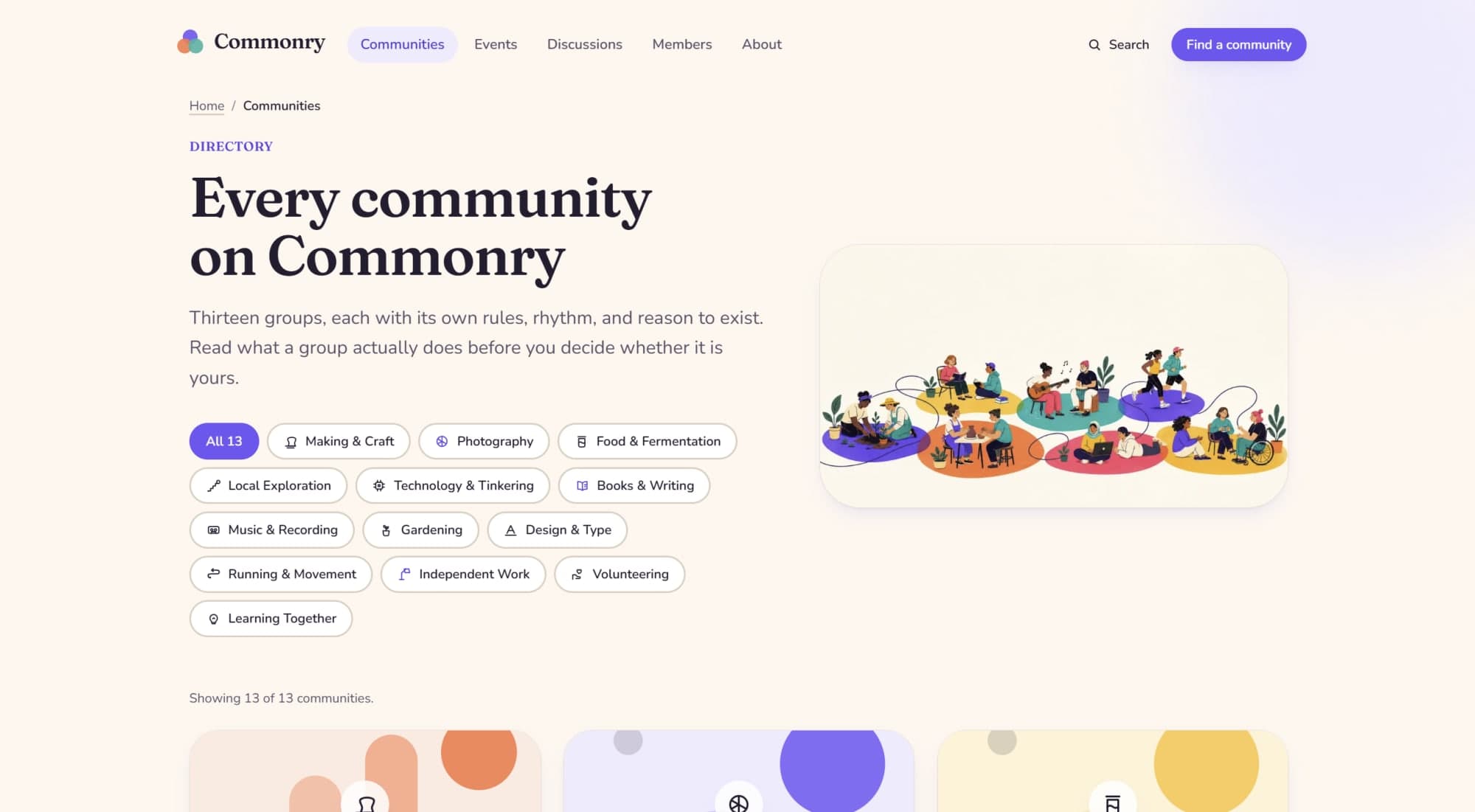 Community directory page