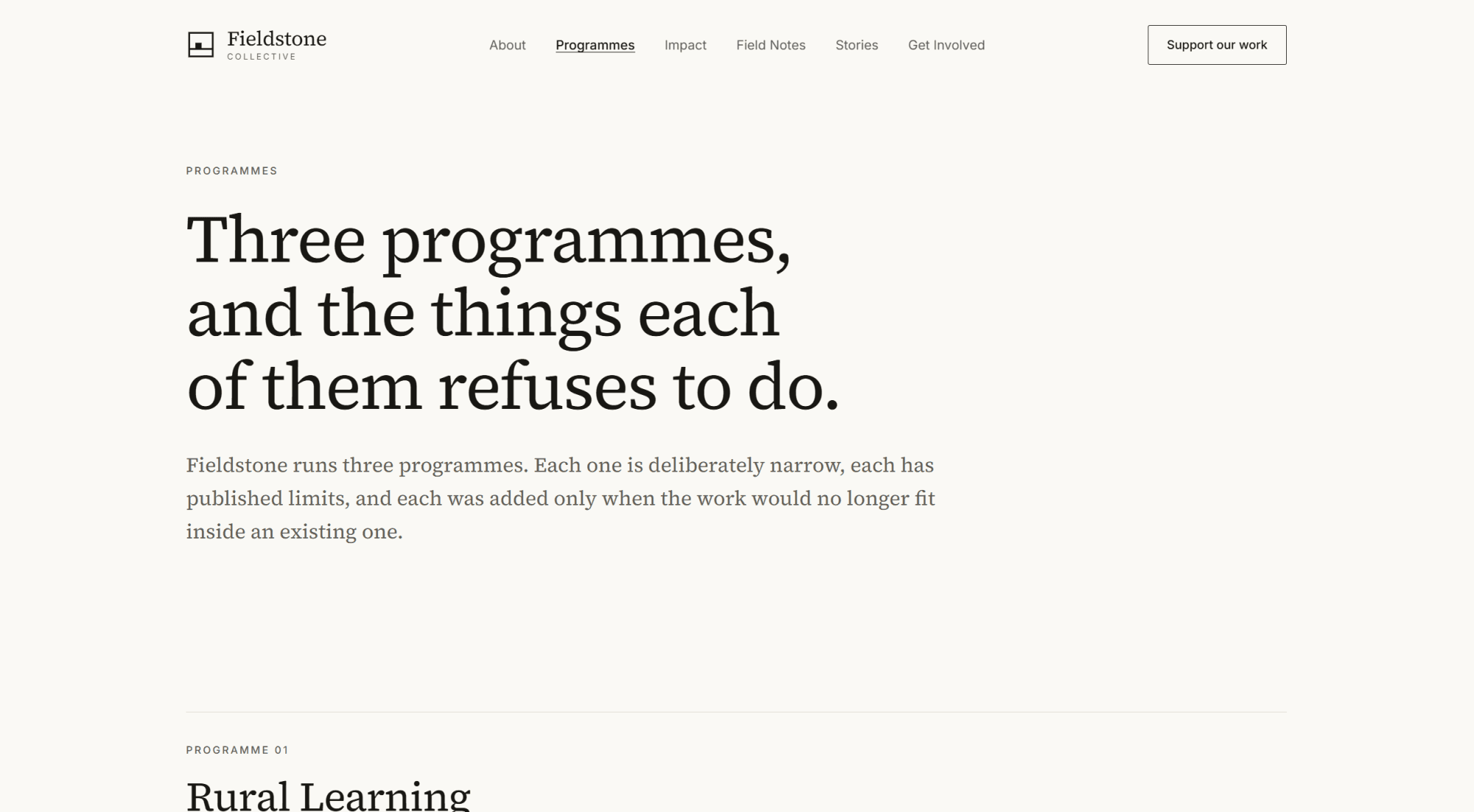 Programmes overview page