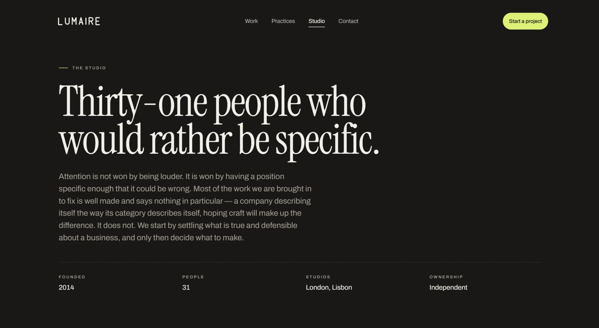 Studio page